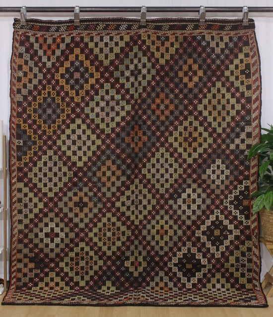 Vintage Kelim Mut matto. Noin 60 vuotta. Koko 252 x 189 cm. 100% Villa.